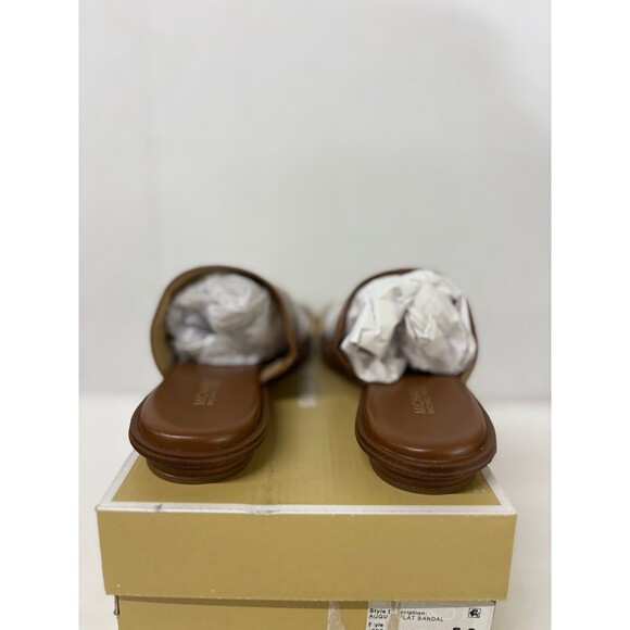 Michael Kors Women's August Brown Slide Flat Toe Ring Sandals Faux Leather Sz 5M - Picture 3 of 6